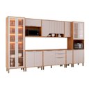Ver imagem 2 de Cozinha Modulada 8 Peças com 1 Cristaleira 3 Balcões 3 Armários Aéreo e 1 Torre Celeste Cinamomo/Offwhite