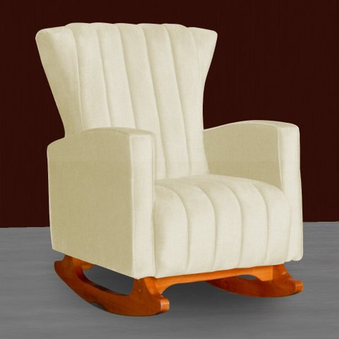 Poltrona Estofada de Balanço Melinda Suede Marfim - Lm Decor