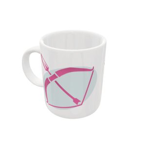 CANECA DE CERÂMICA SAGITÁRIO EM ROSA - COLEÇÃO HORÓSCOPO - 325ML
