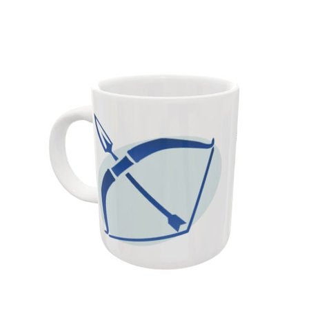CANECA DE CERÂMICA SAGITÁRIO EM AZUL - COLEÇÃO HORÓSCOPO - 325ML