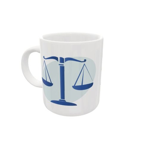 CANECA DE CERÂMICA LIBRA EM AZUL - COLEÇÃO HORÓSCOPO - 325ML