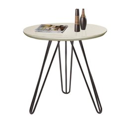 Mesa Lateral Jade Pé Preto Bisart Decor Off White - 1