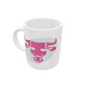CANECA DE CERÂMICA TOURO EM ROSA- COLEÇÃO HORÓSCOPO - 325ML