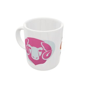 CANECA DE CERÂMICA ÁRIES EM ROSA - COLEÇÃO HORÓSCOPO - 325ML