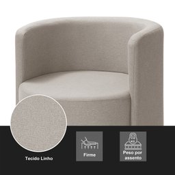 Poltrona para Sala de Estar Orgânica Califórnia Bege Pés de Ferro - Redenobre - 4