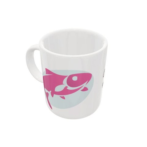 CANECA DE CERÂMICA PEIXES EM ROSA - COLEÇÃO HORÓSCOPO - 325ML