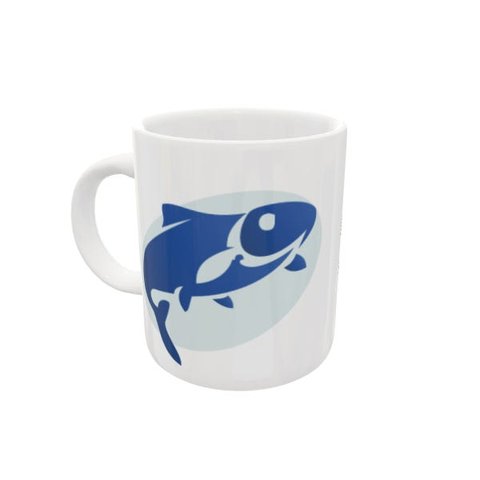 CANECA DE CERÂMICA PEIXES EM AZUL - COLEÇÃO HORÓSCOPO - 325ML