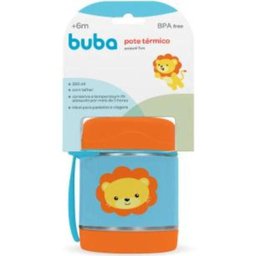 Pote Térmico Infantil Bebê Buba Animais Fun com Talher Leão Macaco Unicórnio Girafa Buba - 3