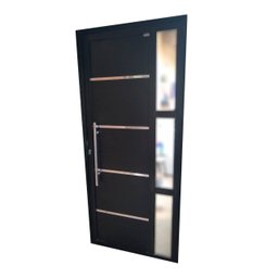 Porta de Alumínio Lambri Duplo 210x90 C/ Puxador e Vidro - 1