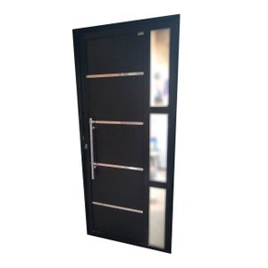 Porta de Alumínio Lambri Duplo 210x90 C/ Puxador e Vidro