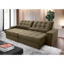 Ver imagem 1 de Sofá Retrátil Reclinável Zurique 2,30m Suede Velut Bege Molas no Assento - King House