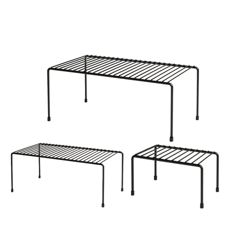 3 Organizadores de Armário Aramados 42/32/22cm em Preto