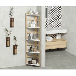 Estante de Canto Natural com 5 Prateleiras Branca - 3