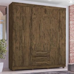 Guarda-Roupa Casal 6 Portas 3 Gavetas Rudrack Bergamo Cacau - 1