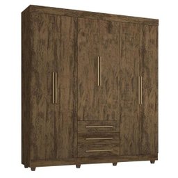 Guarda-Roupa Casal 6 Portas 3 Gavetas Rudrack Bergamo Cacau - 2
