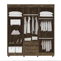 Guarda-Roupa Casal 6 Portas 3 Gavetas Rudrack Bergamo Cacau - 3