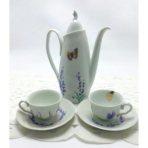 Jogo Cafezinho Lavanda Porcelana Antiga Cerâmica Maria Sofia