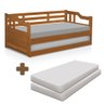 Sofá Cama Madeira Maciça com Auxiliar + 2 Colchões Atraente Imbuia - 2