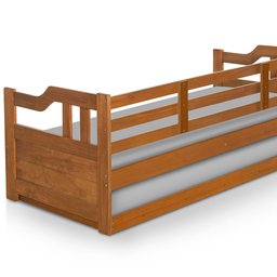 Sofá Cama Madeira Maciça com Auxiliar + 2 Colchões Atraente Imbuia - 3