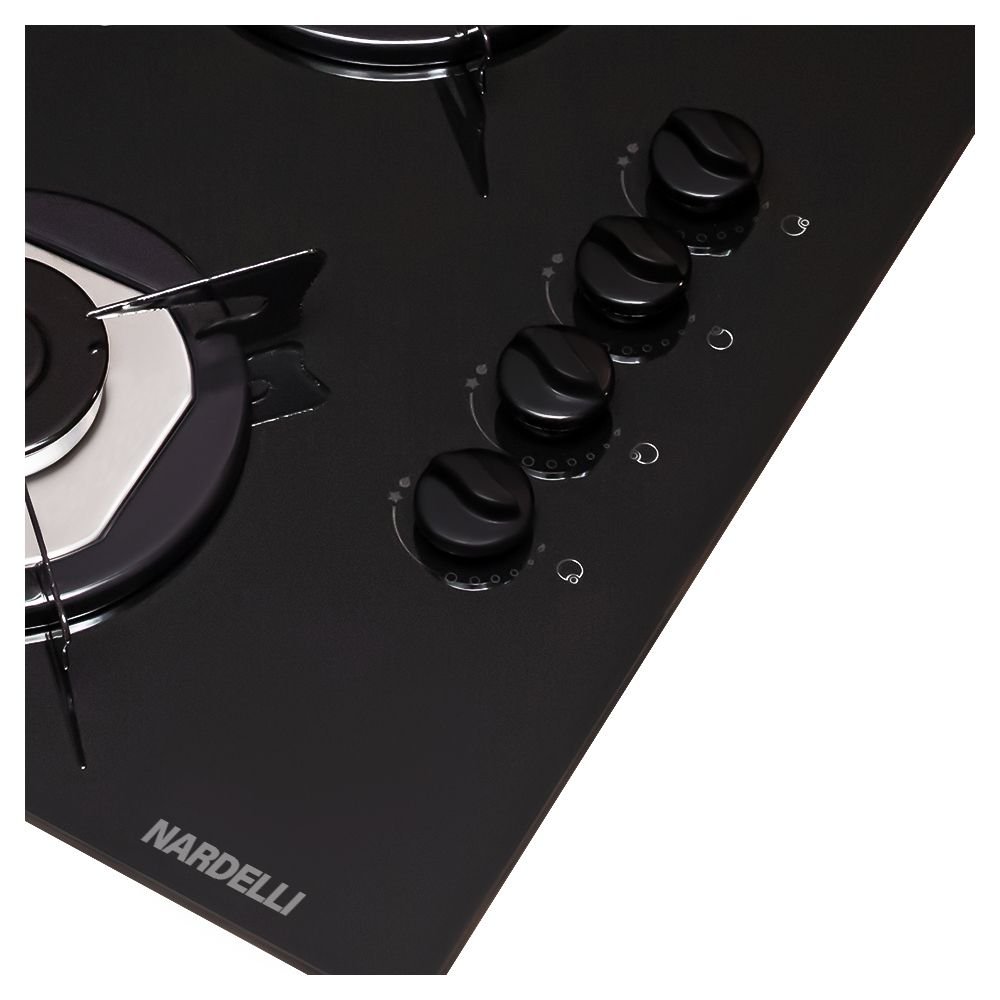 Cooktop Nardelli NDL 4 Bocas Flange Inox Mesa de Vidro Preto Bivolt