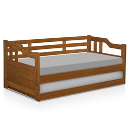 Sofá Cama Madeira Maciça com Auxiliar Atraente Castanho - 2