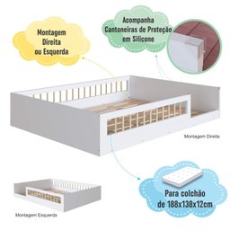 Cama de Chão Casal S/colchão C/protetor de Quinas em Silicone Affetto Aft016 Completa Móveis - 7