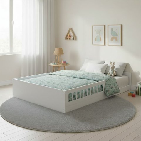 Cama Casal Montessoriana de Chão com Lastros Mdf Afetto Completa Móveis
