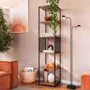 Ver imagem 1 de Estante para Livros Estilo Industrial Estrutura em Aço 1,8m Cor:preto com Mel