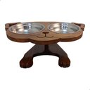 Ver imagem 1 de Comedouro Bebedouro Elevado Pet com Dois Bowls Inox Grande:marrom-escuro