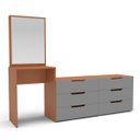 Ver imagem 2 de Cômoda Penteadeira Madri 6 Gavetas c/ Espelho 209x160cm Cinza/Freijó 250805