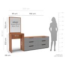 Ver imagem 3 de Cômoda Penteadeira Madri 6 Gavetas c/ Espelho 209x160cm Cinza/Freijó 250805