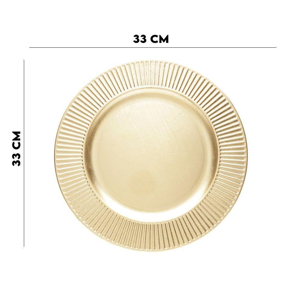 Sousplat de Mesa Redondo Primer Dourado Plástico Lyor 33cm | MadeiraMadeira