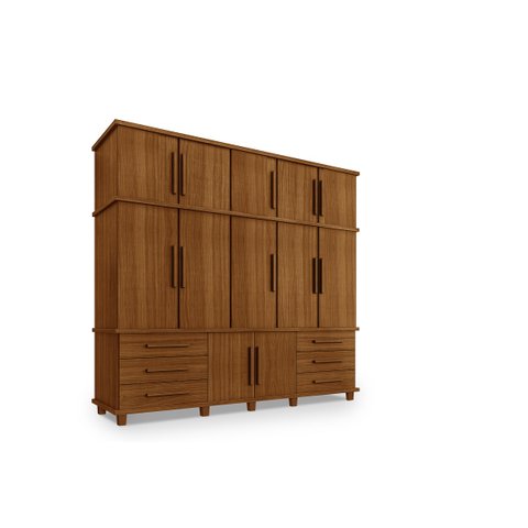 Guarda Roupa Londres Triplex Grande 5 Portas 6 Gavetas com Maleiro Luapa Móveis