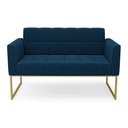 Ver imagem 5 de Sofá Namoradeira 2 Lugares Industrial Dourado Elisa Bouclê Azul D03 - D'Rossi