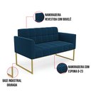 Ver imagem 3 de Sofá Namoradeira 2 Lugares Industrial Dourado Elisa Bouclê Azul D03 - D'Rossi