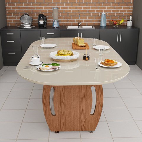 Mesa de Jantar com Tampo de Vidro para Sala de Jantar