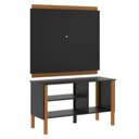 Ver imagem 4 de Rack Tv 32 Polegadas com 3 Prateleiras e Painel 90cm Asteca - Preto e Cedro