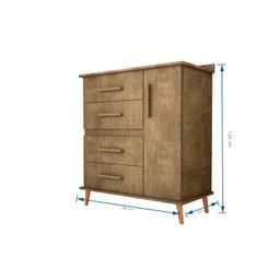 Cômoda com 4 Gavetas e 1 Porta com 4 Pés Retrô Olivia 85x123cm Canela - 4