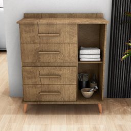 Cômoda com 4 Gavetas e 1 Porta com 4 Pés Retrô Olivia 85x123cm Canela - 3