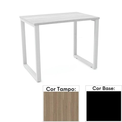 Mesa de Escritório Pé Tubular Pe25 em Mdp 90 X 45 Cm Cor Noce Naturalle e Base Preta