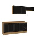 Ver imagem 2 de Cozinha Modulada 4 Peças com 2 Aéreos e 2 Balcões com Tampo Conecta Frise Yescasa Cinamomo/Preto