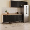 Ver imagem 1 de Cozinha Modulada 4 Peças com 2 Aéreos e 2 Balcões com Tampo Conecta Frise Yescasa Cinamomo/Preto