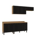 Ver imagem 6 de Cozinha Modulada 4 Peças com 2 Aéreos e 2 Balcões com Tampo Conecta Frise Yescasa Cinamomo/Preto