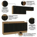 Ver imagem 5 de Cozinha Modulada 4 Peças com 2 Aéreos e 2 Balcões com Tampo Conecta Frise Yescasa Cinamomo/Preto