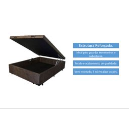 Cama Box Baú Casal 138 - Bello Box- Suede Marrom - 2