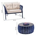Ver imagem 4 de Conjunto 2 Poltronas e Mesa de Centro Cervejeira em Aço e Corda Náutica Azul Harpia Tecido Bege
