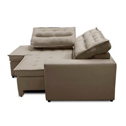 Sofá de Canto Retrátil e Reclinável com Molas 2,50x2,00 Esq Virginia Suede Capucino Adonai - 5