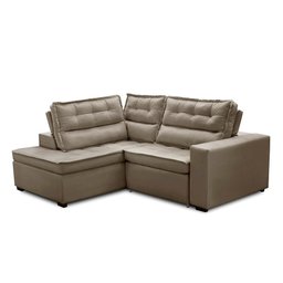 Sofá de Canto Retrátil e Reclinável com Molas 2,50x2,00 Esq Virginia Suede Capucino Adonai - 3
