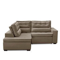 Sofá de Canto Retrátil e Reclinável com Molas 2,50x2,00 Esq Virginia Suede Capucino Adonai - 7