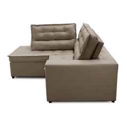 Sofá de Canto Retrátil e Reclinável com Molas 2,50x2,00 Esq Virginia Suede Capucino Adonai - 6